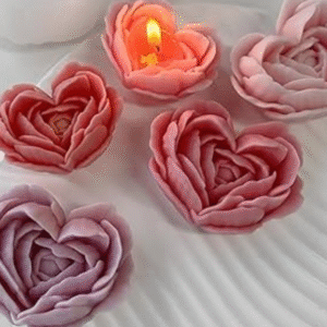 Heart Rose Bloom Candle